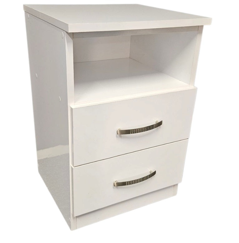 White Gloss 2 Drawer Bedside Cabinet
