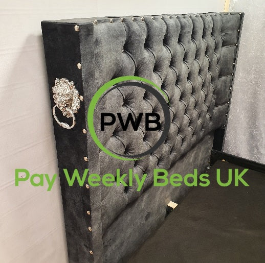 Cher Wingback Bed - Lions head knockers