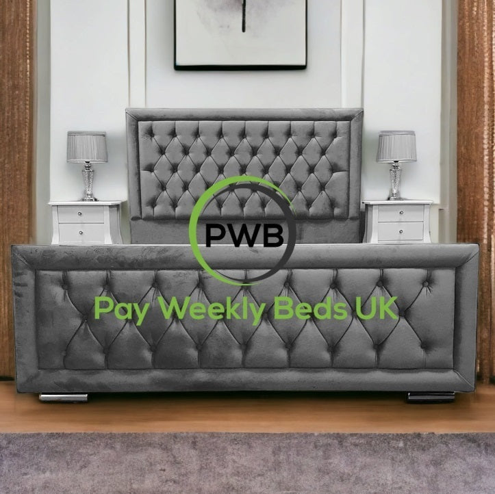 Grey Double Bed and Mattress Set on Finance - Pay Weekly Beds