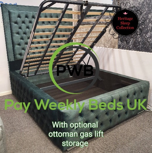 High Headboard Bed with Ottoman