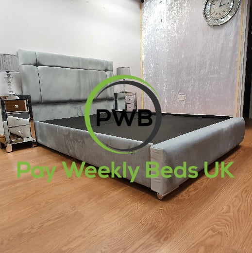 Frame Bed on Finance - Light Grey Velvet