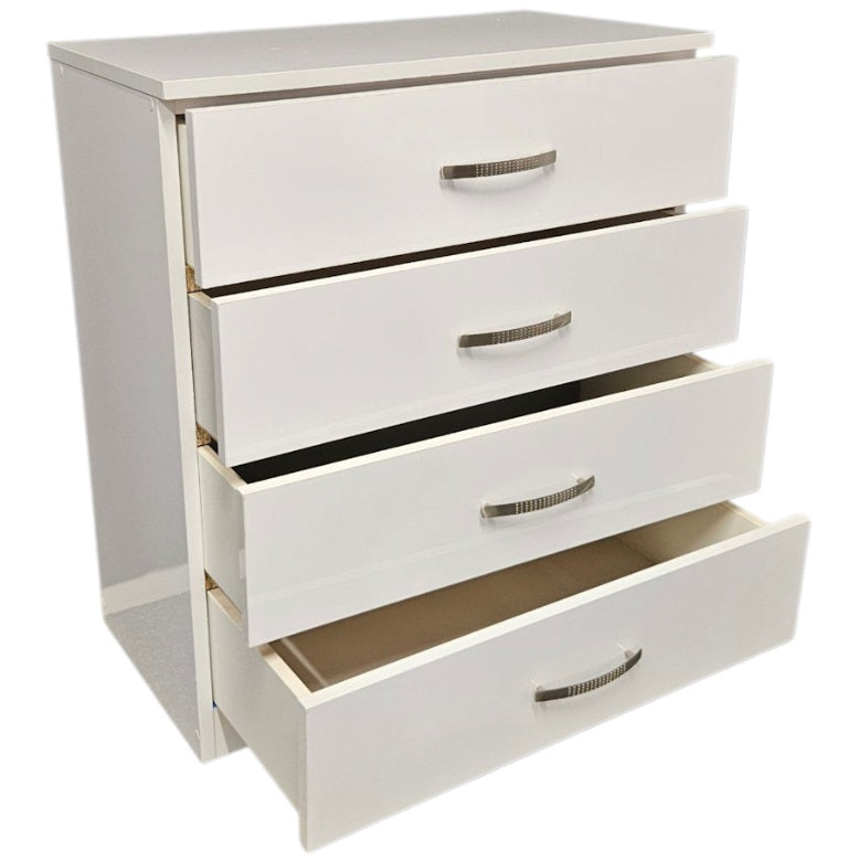 White gloss 4 drawer chest of drawers on finance