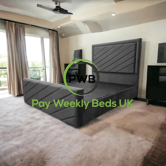 Best Pay Weekly Beds - Grey velvet bed frame - Pay Per Week