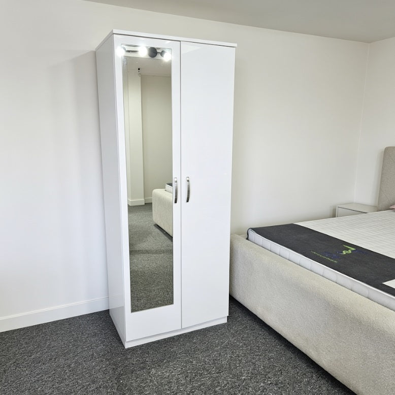 White Gloss 2 Door Wardrobe on finance - Pay Weekly