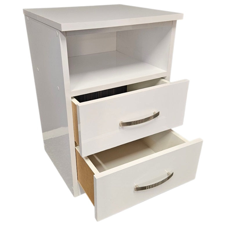 White Gloss 2 Drawer Bedside Cabinet