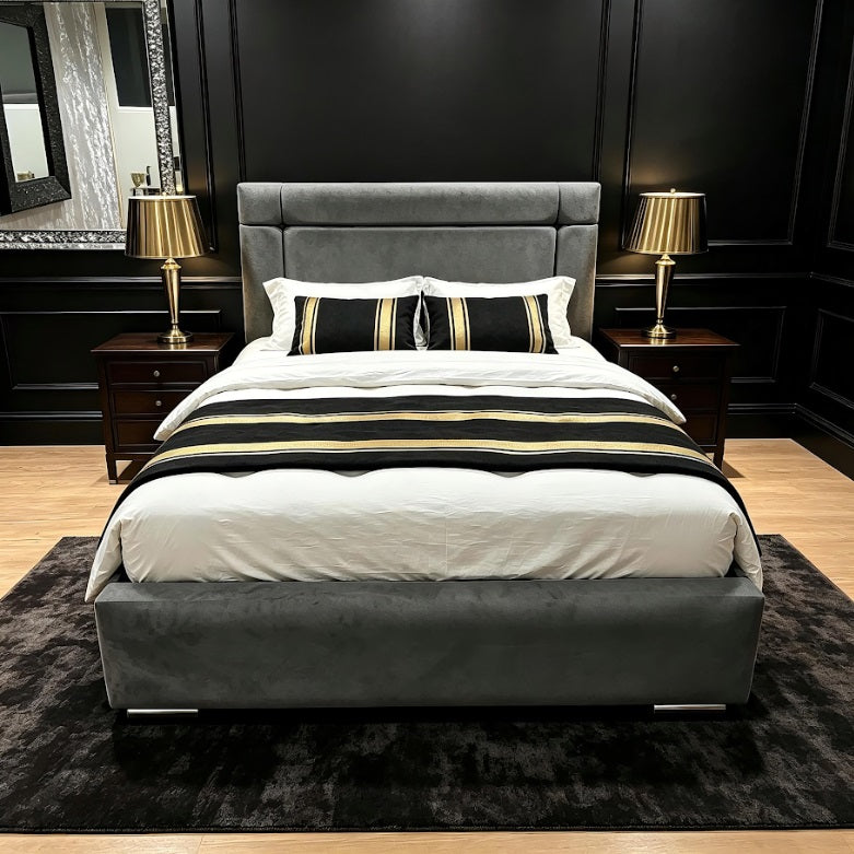 Plush velvet bed and mattress set on finance
