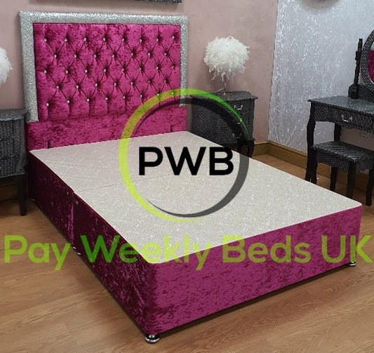 Britney Glitter Divan Bed - Crushed Velvet Pink
