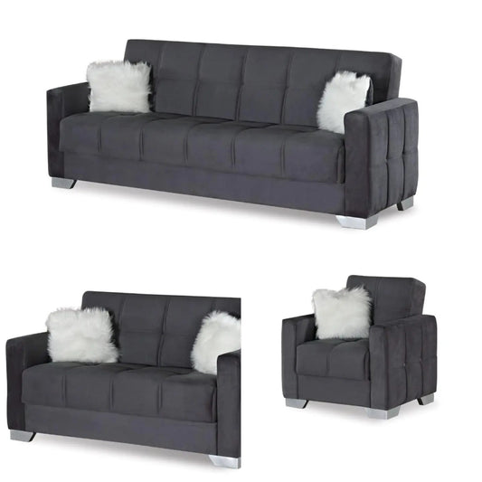 Comfort Lounge Trio Sofa Bed 3 + 2 + 1 seater | Pay Weekly Grey Sofa Beds
