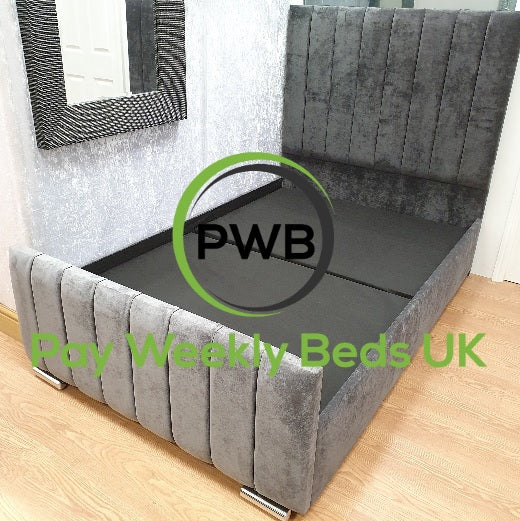 Dark Grey Velvet Bed - Pay Per Week