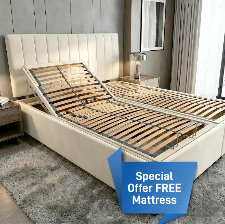Electric Bed on Finance - Pay Weekly Beds Cream Plush Velvet