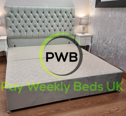Grey Divan Bed with Headboard - Pay Weekly Beds UK