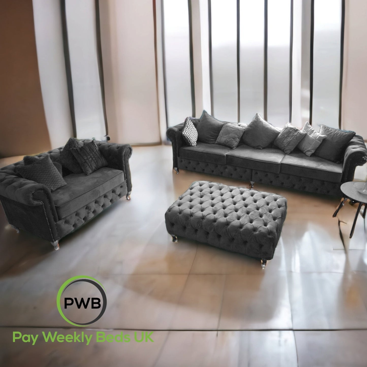 Pay Weekly Sofas - Chesterfield Sofa - Crushed Velvet - Plush Velvet