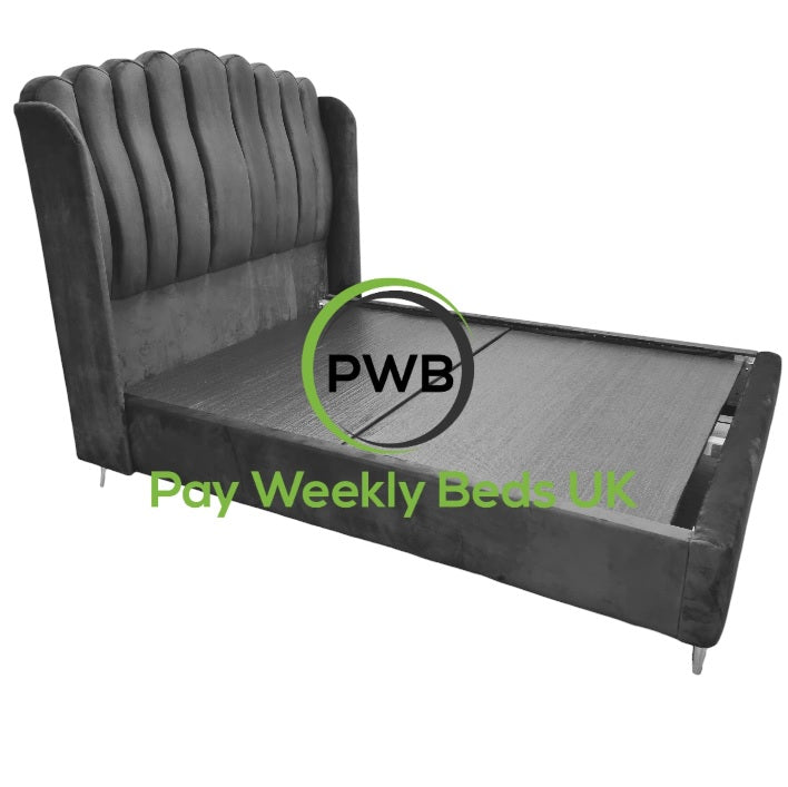 Milan Frame Beds - Pay Weekly Bed - Black Plush Velvet