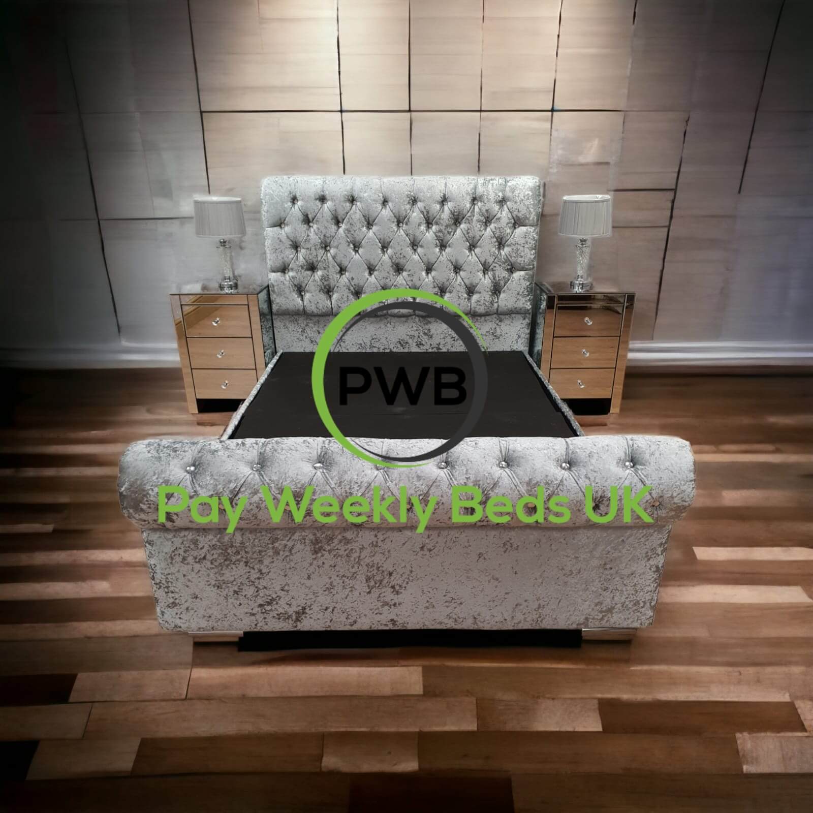 Pay Weekly Beds - California Chesterfield Sleigh Bed