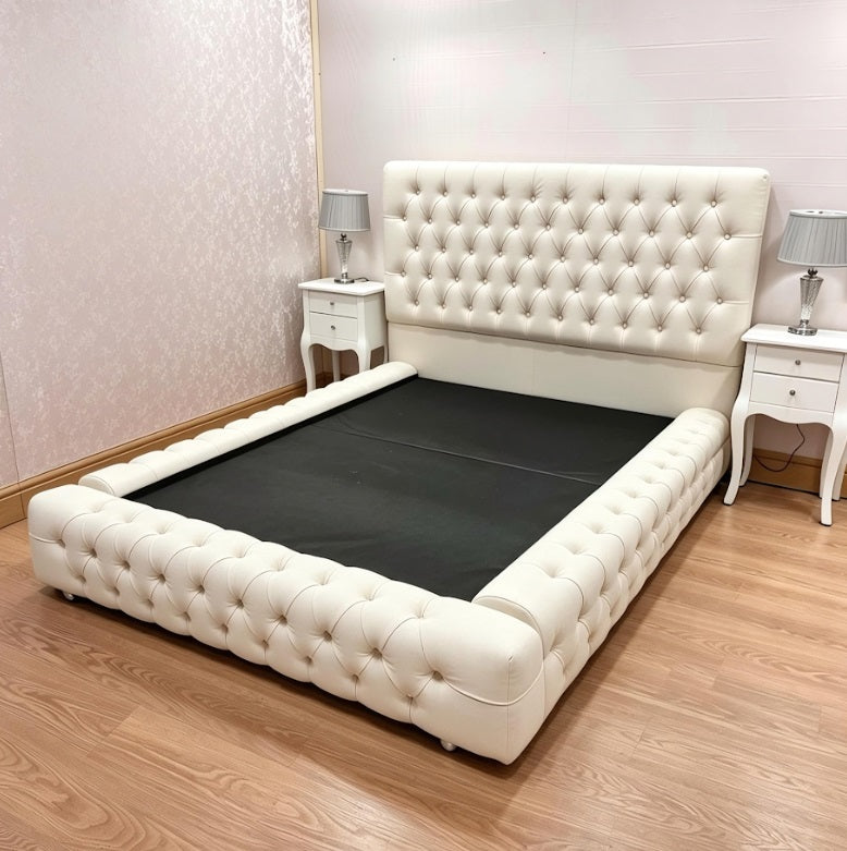 Cream Plush Velvet Park Lane Bed - Pay Weekly Beds