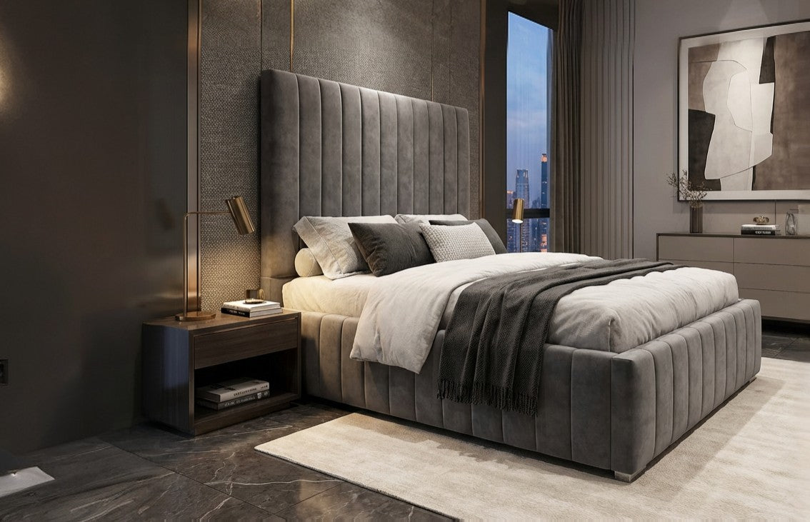 premium bed inside an luxury apartment