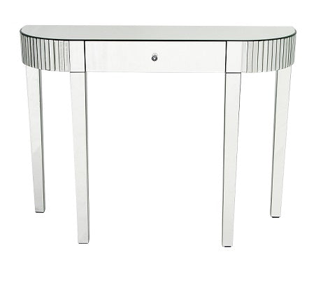 Mirrored Half Moon Console Table with 1 Drawer - Pay Weekly Furniture