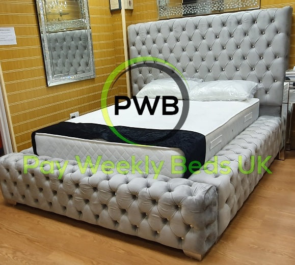 Park lane Beds - Light Grey Velvet Frame - Ambassador Beds Pay Weekly
