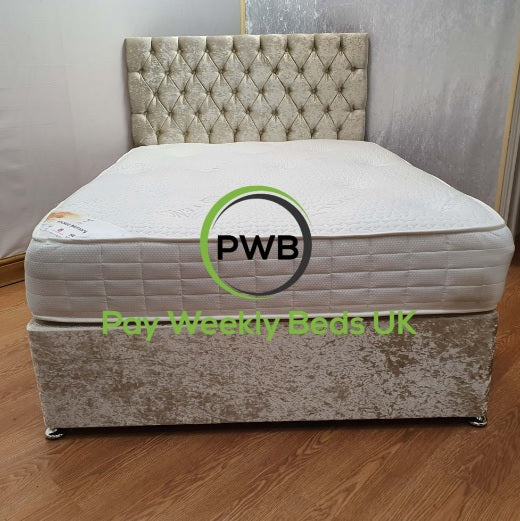 Pay Weekly for Beds Crushed Velvet Bed and Mattress Set