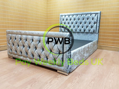 Pay Weekly On Beds - Grey Crushed Velvet frame bed